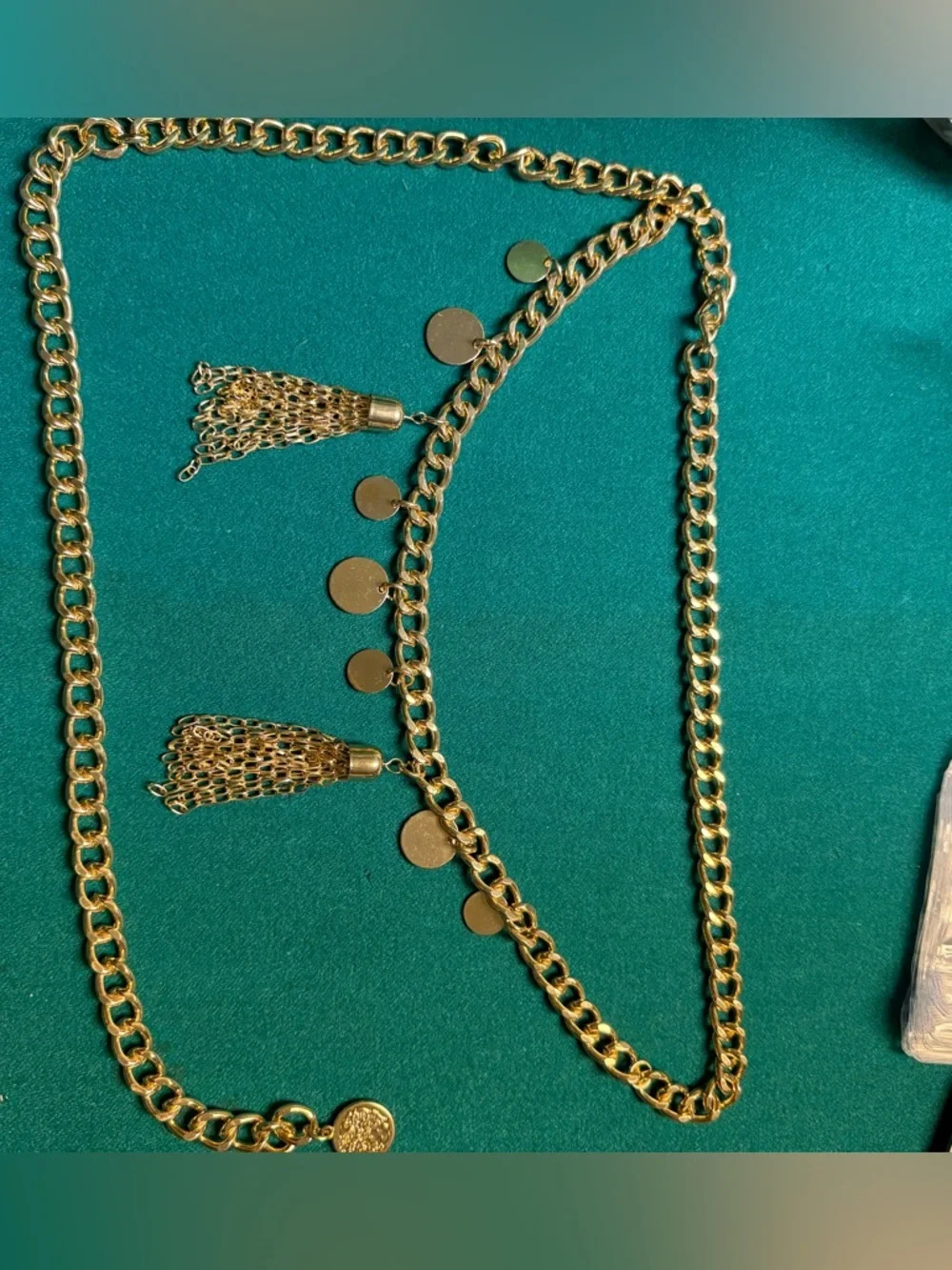 Vince Camuto Coin Charm Draped Chain Belt